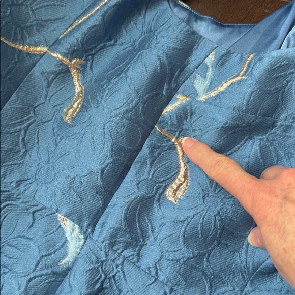 Teri Jon Blue Bateau Neck Cap Sleeve Gown - Picture 9 of 11